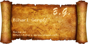 Bihari Gergő névjegykártya